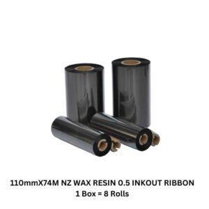 Wax Resin Ribbon 110X74 WAX RESIN 0.5 INKOUT 1 Box = 8 Roll