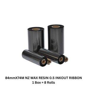 Wax Resin Ribbon 84X74 WAX RESIN 0.5 INKOUT  1 Box = 8 Roll