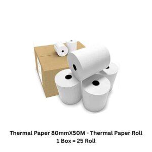 Thermal Paper 80mmX50M Thermal Paper Roll 1 Box = 25 Roll