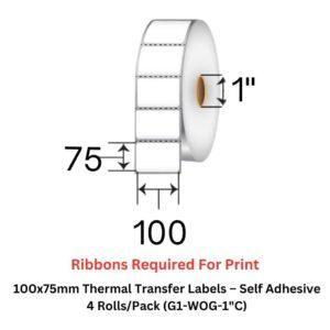 Thermal Transfer Label 100X75-Self-Adhesive-4-Rolls-Pack-G1-WOG-1-C