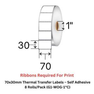 Thermal Transfer Label 70X30-Self-Adhesive-8-Rolls-Pack-G1-WOG-1-